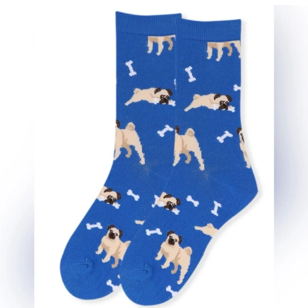 Women’s Novelty Graphic Crew Socks 3-Pairs- Dogs & Cats New L1